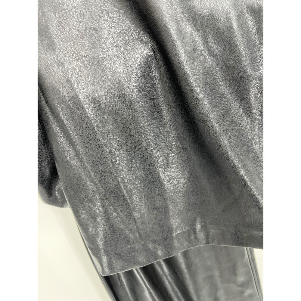 Gap Women Black Faux Leather Straight Leg Pants Size 10 Vegan Leather Trousers - Picture 3 of 11